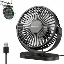 Sweetfull Mini Desktop Electric Fan, 3-Speed Adjustable/USB Cable Powered/With Hook/Suitable For Spring And Summer Use, Applicable For Study, Bedroom, Living Room, Office, Lounge - USB Powered Version - View 16