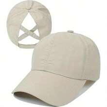 Mũ lưỡi trai unisex có lỗ buộc tóc đuôi ngựa - Mũ lưới thoáng khí, nhanh khô, thiết kế có thể điều chỉnh, có các màu đen/trắng/hồng/xám, phù hợp cho chạy bộ và mặc thường ngày. Chất liệu vải. - Nhiều màu - Xem 7