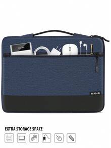 SENLASI 13-15 Inch Laptop Case Sleeve Compatible With MacBook Air 13 15 M1 M2 2012-2023, Pro 13 14 15 16 2010-2022 14-15.6 Chromebook Surface Notebook Carry Bag With Handle, Blue - View 3