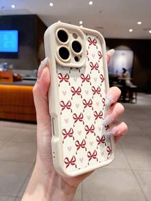 甜美奶白色红色蝴蝶结爱心保护壳，兼容 17 Air Pro Max、16 Pro Max，防摔，磨砂质感，兼容 15 Pro，少女风，兼容 14、13 - 高竹古董白 - 查看 4