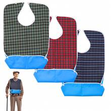 Poncho ajustable y lavable para adultos con atrapapolvos, ideal para mujeres y hombres mayores, 3 unidades de ponchos para adultos, ponchos lavables para personas mayores, protectores de ropa, ponchos para hombres y mujeres con cierre de snapper, asistencia para alimentación de personas mayores, suministros de cuidado en el hogar - A - Ver 1