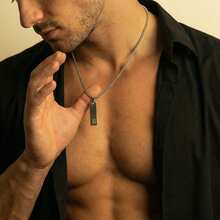 1件装不锈钢26字母吊坠项链，时尚简约个性化嘻哈百搭欧美街头风格男士项链 - 項鍊 - 查看 2