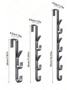 3pcs/1pc Easy To Install Door Hooks - Sturdy Metal Coat Rack For Hanging Clothes, Hats And Bags - Space-Saving Design, Suitable For Bedroom, Dorm And Cabinet - Grey - View 2