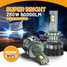 HYNBYZJ 2 Packs H7 H4 LED Car Headlight 250W CANBUS Bulb H1 H9 H11 HB3 9005 HB4 9006 Lamp Three Copper Tube Lights For Auto 12V - A - View 2