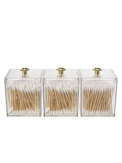 Acrylic Makeup Storage Box, Dust-Proof Transparent Vanity Organizer For Cotton Pads, Lipsticks, Cosmetics, Convenient Desktop Makeup Holder