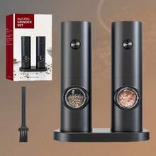 2pcs Electric Salt And Pepper Grinder Set, Adjustable Coarseness, Ceramic Grinding Core, One-Handed Operation For Tabletop, Cooking Accessory [Modern Kitchen Tool | Refillable Grinder Operation, Refillable, LED Light, Compact Design Suitable For Kitchen And Dining Room, Battery-Operated (Batteries Not Included) - Pepper Grinder - View 9