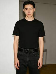 1条男士鳄鱼纹压花真皮腰带，哑光黑色合金扣，商务休闲及牛仔裤皆宜 - 彩色 - 查看 6