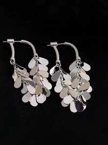 Sequin Tassel Earrings For Women, Elegant Unique Design Tassel Earrings - White K - View 3