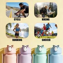 1pc/5pcs 750ml Multi-Color Water Bottle/Cup With Straw. Designed With Butterfly, Cherry Blossom And Ballerina Girl Patterns. Plastic Sports Water Bottle With Flip Cap And Slim Portable Design. Fashionable And Practical. - Pink - View 7