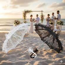 1pc White/Black Lace Wedding Umbrella, Bridal Parasol, Wedding Photography Prop, Wedding Venue Decor, Bride, Groom And Bridesmaid Accessories, Wedding Party, Bachelorette Party, Birthday Gift, Suitable For Weddings, Parties, Ceremonies And Birthdays - Multicolor - View 9