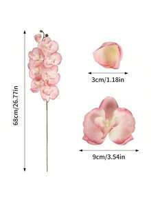 6支2.23英尺（约68厘米）长的仿真粉色蝴蝶兰，8个花头，丝绸材质，适用于客厅、家居花园、婚礼、浪漫派对装饰、DIY月亮花环、情人节、母亲节、生日礼物、春节、送给女友或女性的礼物 - 粉色 - 查看 11