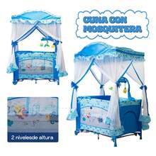 Corral Bebe Toldo Cuna Movil Mosquitero Plegable 4 Colores Rosa - Azul - Ver 7