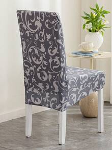 1pc Elegant Gold Marble Pattern Chair Cover, Suitable For Home, Hotel, Banquet, Kitchen, Bedroom - Grey - View 2