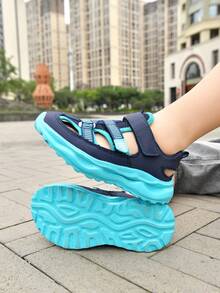 男童夏季便捷魔术贴透气儿童运动凉鞋 - 薄荷藍 - 查看 10