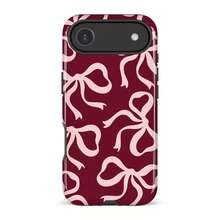 复古酒红色蝴蝶结印花手机壳，适用于 11/12/13/14/15/16 Pro Max、Galaxy S26 S25 S24 S23 S22 S21 Plus Ultra、Galaxy A71 A57 A56 A55 A54 A53 A52 A37 A36 A35 A34 A33 A32 - 酒紅色 - 查看 2