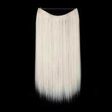 SARLA Invisible Wire Hair Extensions Platinum Blonde Long Straight Synthetic Hairpieces Adjustable Headband 22 Inch For Women Heat Resistant Fiber No Clip - ColorJ - View 2