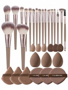 33PCS Makeup Tools Set Including:18PCS Makeup Brush Set+3PCS Mini Air Cushion Powder Puffs+3PCS Mini Makeup Sponges+3PCS Makeup Sponges+3PCS Triangle Powder Puffs+3PCS Air Cushion Powder Puff,All-In-One & Beginner-Friendly | Travel-Ready & Gift-Ready | Perfect For Newbies/Her - Multicolor - View 13