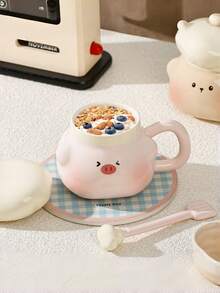 Creative Minimalist Cartoon Cute Ceramic Couple Milk Coffee Mugs, 401-500ml Large Capacity, Microwave & Dishwasher , Afternoon Tea Cup - Multicolor - View 5