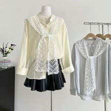 1pc Mesh Embroidered Lace Shawl, New Summer Versatile Pastoral Style Embroidered Scarf - White - View 2