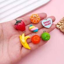 18pcs New Style Resin Simulation Fruit Pendants (Strawberry, Banana, Orange) – DIY Jewelry Making Accessories. - Multicolor - View 3