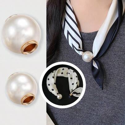 1/2/4个装时尚白色珍珠磁性丝巾夹，无需缝纫的丝巾装饰夹，0.79英寸/0.94英寸手工DIY，适用于服装下摆和领口，变换丝巾造型，提升优雅气质，多功能夹子，节日礼物