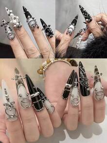 5 piezas/10 piezas/30 piezas Decoraciones de arte de uñas con remaches de estilo punk, remaches metálicos, anillos y remaches en forma de flecha, adecuados para arte de uñas Y2K, estilo de perforación DIY Decoración de uñas, accesorios de uñas de moda alternativa - Multicolor - Ver 9