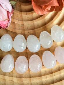 QYDCX Natural Egg-Shaped Crystal, White Quartz And Rose Quartz Amulet DIY Jewelry Crystals, Chakra Balancing Natural Polished Egg-Shaped Gemstone Set, Wholesale, Perfect Birthday And Easter Exclusive Gift - Rose Quartz + White Quartz - View 5