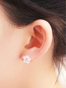Elegant Pink Peach Blossom Pure Silver Jewelry Set, Romantic Floral Necklace & Earrings, Gift Box For Girlfriend - Pink - View 6