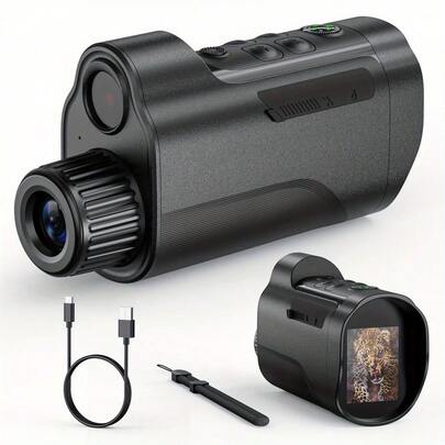 Monocular Night Vision Device Goggles 1080P HD Infrared 10X Digital Zoom Hunting Telescope Outdoor Day Night Dual Use 100% Darkness 300m(Built-In Battery)