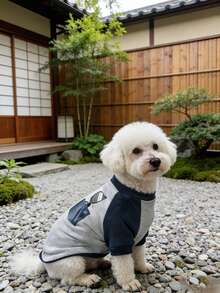Colorblock Pet T-Shirt, Dog/Cat Clothes, Hot Selling Red & Gray Pet Apparel For Spring/Autumn - Grey - View 3