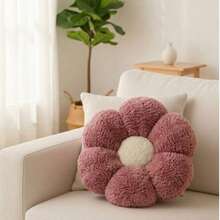 Daisy Flower Shaped Ultra Soft Plush Seat Cushion / Floor Pillow - 45x45 Cm - Made In Turkey - Pink - View 2