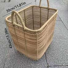 1pc Nordic Style Wooden Color Rattan Woven Desktop Storage Basket, Ultra Versatile Organizer For Snacks, Toys And Miscellaneous Items, Space-Saving, Elegant Rattan Craft For Living Room, Kitchen, Office, Dorm, Spring Home Organization And Daily Use, Compact Yet Capacious For Clutter Control And Routine Storage - View 7