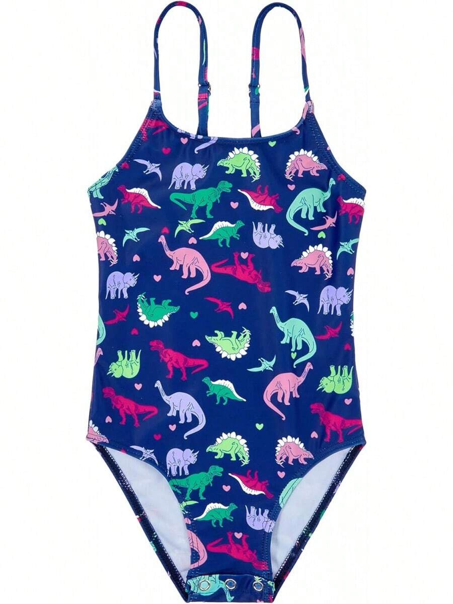 Girls Bathing Suit Size 2-10 Years - Cute Toddler Swimsuit Girl Adjustable One Piece Swimwear For Summer Beach Wear - A Dinosaur - 查看 1