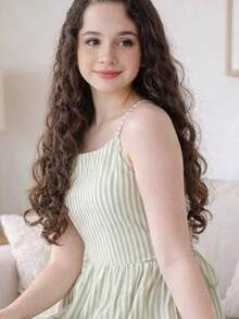 Beautiful Long Elegant Teen Girl Dress For Parties, Modern Casual Summer Stylish, Adjustable Youthful - Sọc xanh - Xem 5