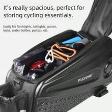 8.6L EVA Hard Shell Bicycle Rear Rack Bag, Electric Bike Saddle Bag, Cross-Border Cycling Tail Bag With Reflective Strips And Shoulder Strap - Black - View 2