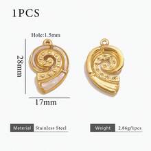 1件休闲款304不锈钢镀18K金白色和彩色海龟和蝠鲼海洋系列吊坠DIY项链和耳环手工饰品，适合女性海滩度假和日常佩戴 - 墜飾 - 查看 15