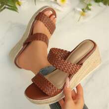 Wedges Heels Platform Sandals Womens Wedge Sandals Open Toe Comfortable Espadrilles Summer Outdoor Beach Travel Walking Shoes - 棕色 - 查看 1