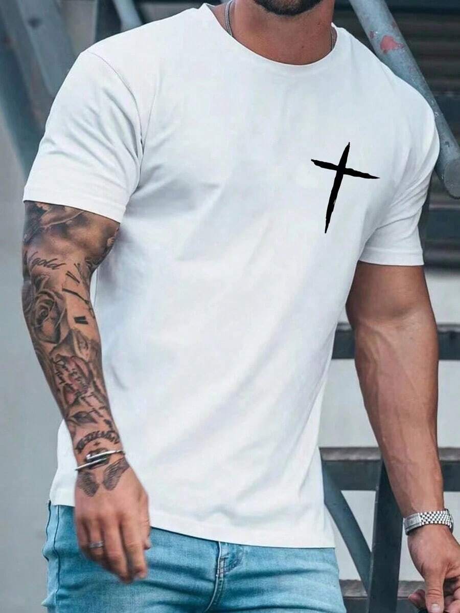 Manfinity Homme Men's T-Shirt With Cartoon Print - White - View 1
