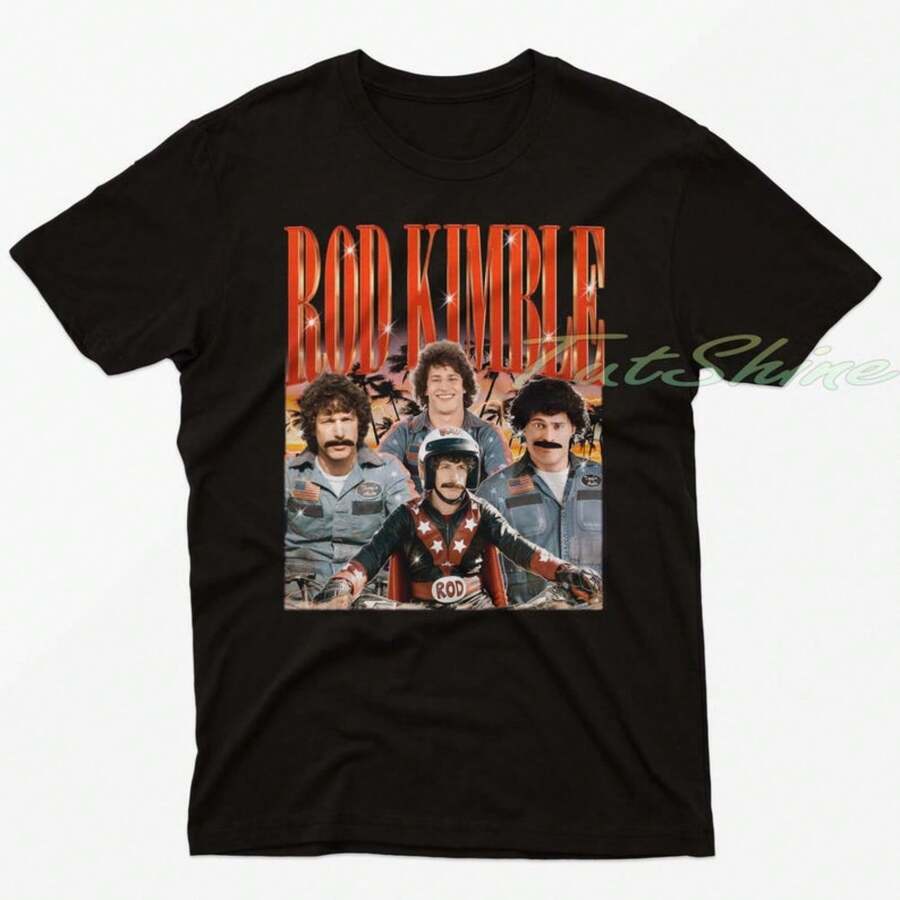 Rod Kimble Retro T-Shirt, Rod Kimble T-Shirt, Stuntman Retro T-Shirt, Rod Kimble Vintage 90s Homemade T-Shirt, Daredevil, Comedy Character T-Shirts - 黑色 - 查看 1