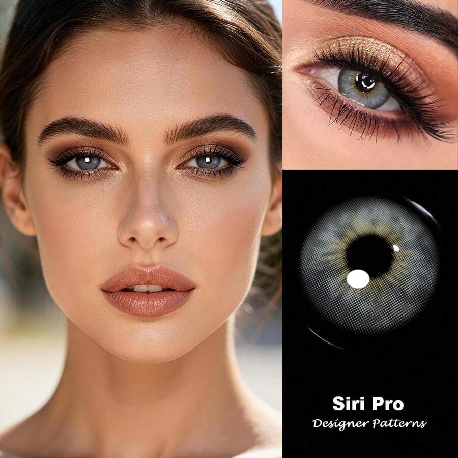 Lalens 1 Pair 14.2mm Half-Yearly Disposable Soft , Cleopatra Gray Series Colored Contacts, Natural Looking Fashionable Eye Accessories For Daily Wear, Dates And Parties