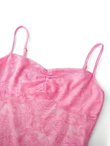 Women's Y2K Lace Floral Cami Tank Tops Spaghetti Strap Ruched Front Lace Patchwork Camisole Crop Tops Sexy Backless Sleeveless Slim Fit Vests Shirts Teen Girls Going Out Tops Aesthetic Clothes Club Streetwear - Hồng - Xem 6