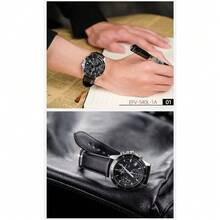 Casio 卡西欧 Edifice EFV-540D/L 赛车风格三眼计时石英男士腕表，100米防水，皮革/不锈钢表带，商务运动腕表 - 均碼 - 查看 4