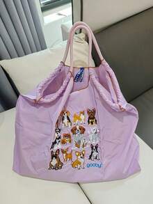 1 chiếc túi mua sắm gấp gọn, thời trang mới, thêu hình chó dễ thương, chất liệu nylon nhẹ, dung tích lớn, thích hợp cho tiệc tùng, du lịch, mua sắm và đi biển. - Nhiều màu - Xem 18
