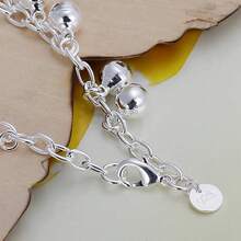 925 Silver Plated Bells Bracelet For Women Wedding Party Fashion Charm Jewelry - Silver - View 2
