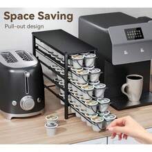 HFHOME - Soporte para cápsulas de café para mostrador soporte para cápsulas para tazas K cajón de almacenamiento de cápsulas de café de metal de 5 niveles organizador de 70 cápsulas de capacidad - Cápsulas Black70 - Ver 2
