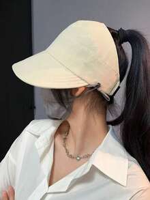 Women's Full-Face UV Protection Baseball Cap With Mask Hook, Versatile Design To Slim The Face, Duckbill Style - Openwork Baseball Cap - View 4