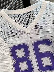 Áo sweatshirt nữ mùa hè dáng rộng, kiểu dáng thoải mái, in số, chất liệu nhẹ, thoáng khí. - Màu tím hoa cà - Xem 5