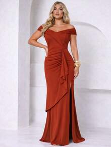 Bridesmaid Dress Guests Promotion Olive Green Fuchsia Black Lilac Terracotta Emerald Royal Red Marsala Navy Dull - đất nung - Xem 1