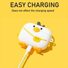 1个新款可爱鸭子耳机保护套，兼容苹果1/2/Pro/Pro 2/Pro 3/3/4无线蓝牙耳机，可爱卡通设计，适合万圣节、圣诞节、情人节、感恩节等节日，必备手机配件，适合日常使用、上学、旅行、情侣、咖啡馆等场合，是送给年轻女性和青少年的绝佳礼物（不含耳机）。 - 彩色 - 查看 4