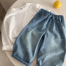 Quần jean denim rách thời trang thường ngày mới dành cho bé trai mùa xuân 2026 - Màu xanh lam - Xem 3